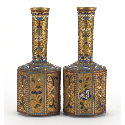 791 - Pair of Chinese octagonal cloisonné vases, 15cm high