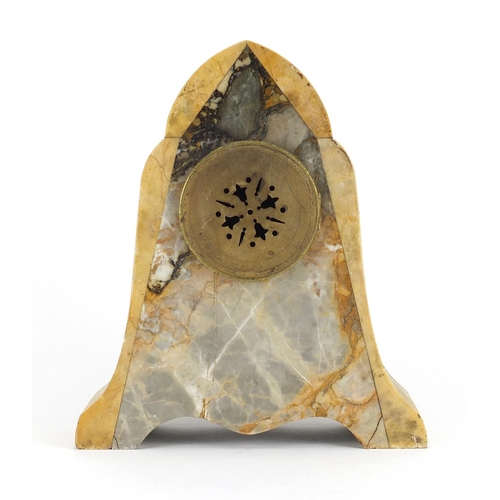 2287A - French Art Deco marble mantle clock with bronzed grape design mounts, the enamelled dial with Arabic... 