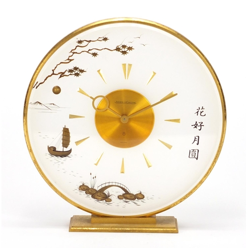 718 - Jaeger-LeCoultre chinoiserie eight day desk clock, with character marks and circular dial, numbered ... 