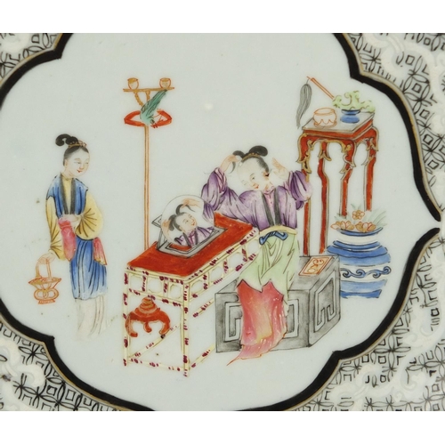 200 - Chinese porcelain plate finely hand painted in the famille rose palette with two females, 23.5cm in ... 