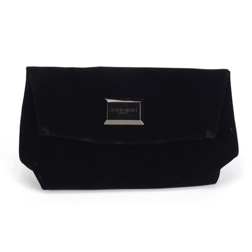 2484 - Giorgio Armani black velvet clutch bag with box, 31.5cm wide