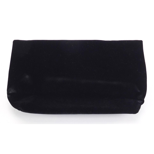 2484 - Giorgio Armani black velvet clutch bag with box, 31.5cm wide