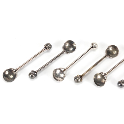 503 - Set of six silver plated spoons in the style of Christopher Dresser, each 12.5cm in length