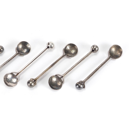 503 - Set of six silver plated spoons in the style of Christopher Dresser, each 12.5cm in length