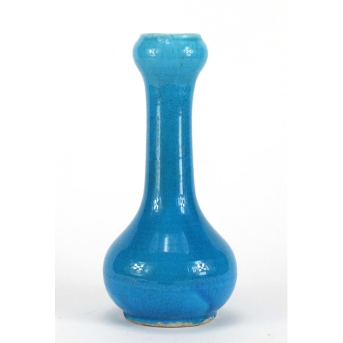 267 - Chinese blue glazed garlic neck stoneware vase, 25.5cm high