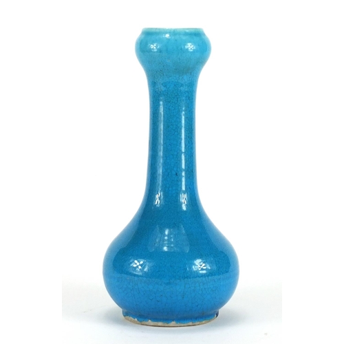 267 - Chinese blue glazed garlic neck stoneware vase, 25.5cm high