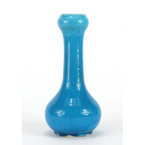 267 - Chinese blue glazed garlic neck stoneware vase, 25.5cm high