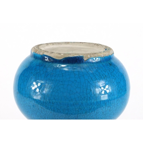 267 - Chinese blue glazed garlic neck stoneware vase, 25.5cm high