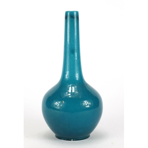 272 - Chinese porcelain blue glazed narrow neck vase, character marks to the base, 28cm high