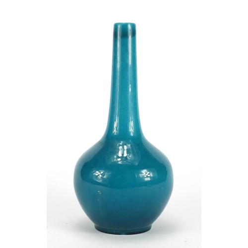 272 - Chinese porcelain blue glazed narrow neck vase, character marks to the base, 28cm high