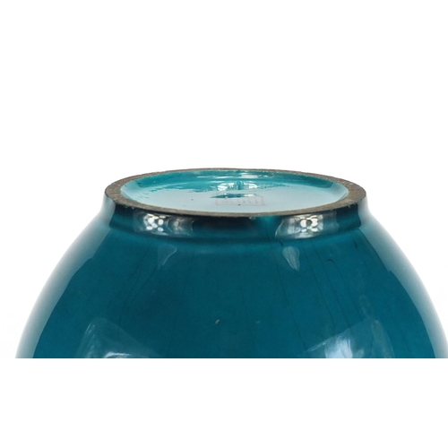 272 - Chinese porcelain blue glazed narrow neck vase, character marks to the base, 28cm high