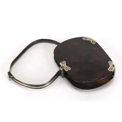 36 - Victorian tortoiseshell and silver mounted magnifying glass, 7cm wide (when closed)