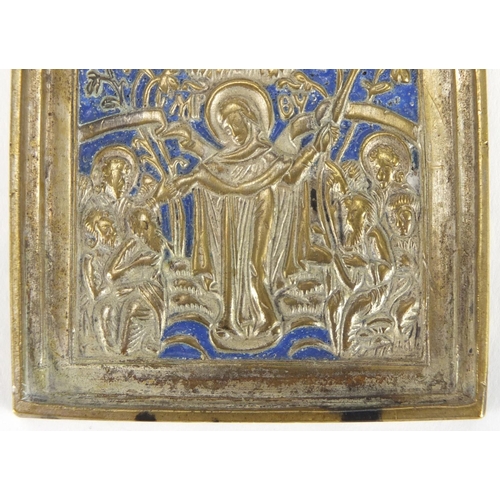 20 - Russian enamelled brass icon, 6.5cm high