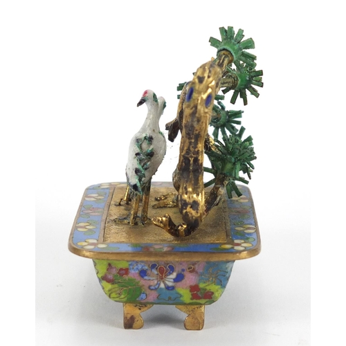 317 - Chinese gilt metal cloisonné and enamel bonsai tree, 8cm high