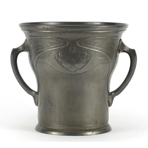 501 - German Art Nouveau pewter ice bucket with twin handles by Gerhard & Co, impressed marks and numbered... 