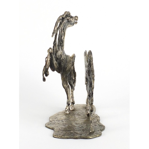 491 - Aligi Sassu, 800 grade silver sculpture of two horses, limited edition 27/650, impressed marks to th... 