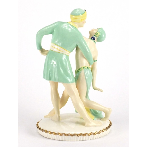 478 - Royal Dux figure group of two dancers, factory marks to the base, 34cm high