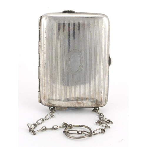 543 - Rectangular silver cigarette case with combination match case and sovereign and half sovereign case,... 