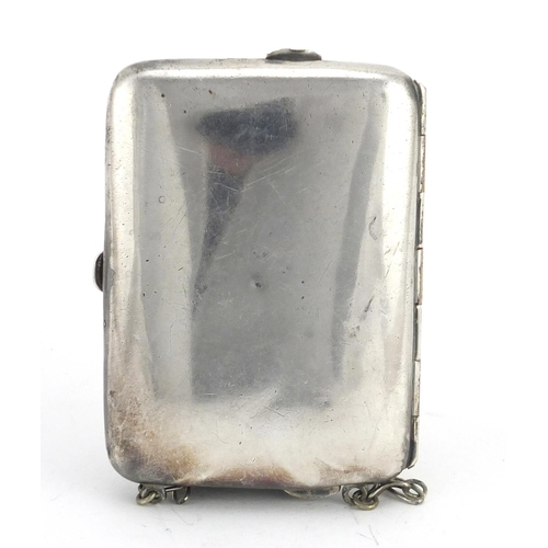 543 - Rectangular silver cigarette case with combination match case and sovereign and half sovereign case,... 