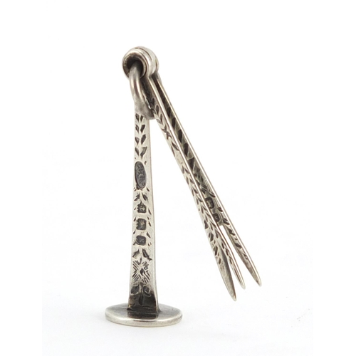 541 - Silver pipe tamper and cigar pricker, by C Brooks Ltd Birmingham 1905, 4.5cm in length, approximate ... 