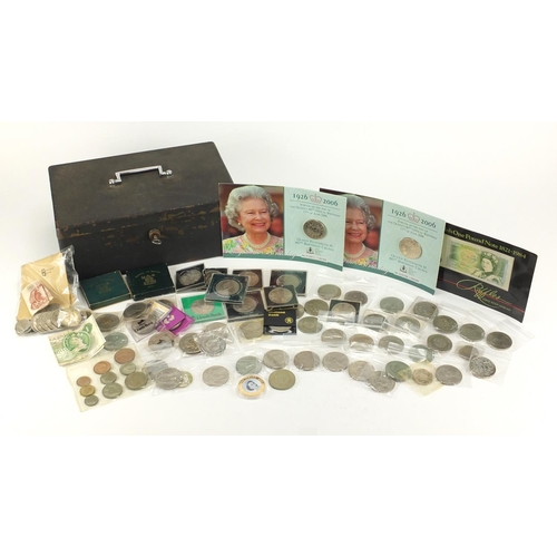 622 - Collection of British coinage, commemorative crowns and banknotes including two Queen Elizabeth II 8... 