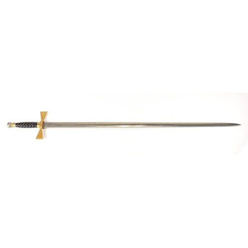 165 - Wilkinson Sword with ornate steel blade, 90.5cm in length