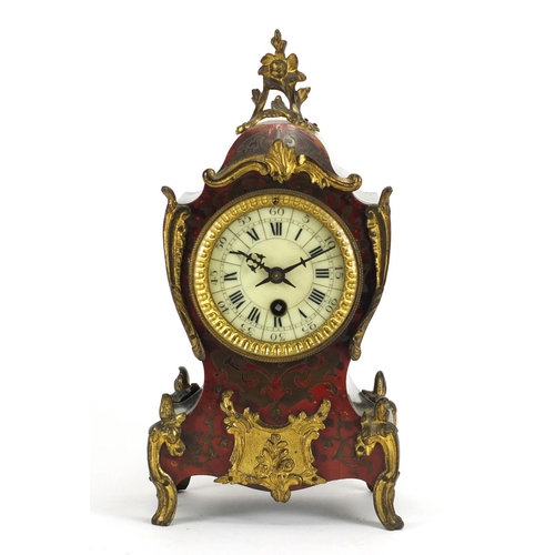 712 - 19th century French boulle clock with enamel dial, the movement with impressed marks and numbered 31... 
