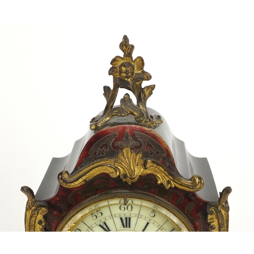 712 - 19th century French boulle clock with enamel dial, the movement with impressed marks and numbered 31... 