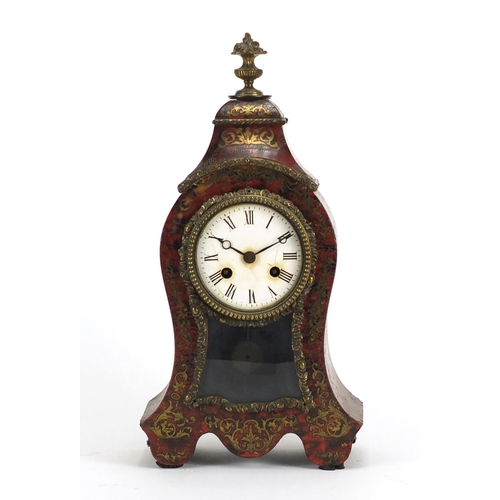714 - 19th century French boulle clock with enamel dial and Roman numerals, the movement numbered 48 180, ... 