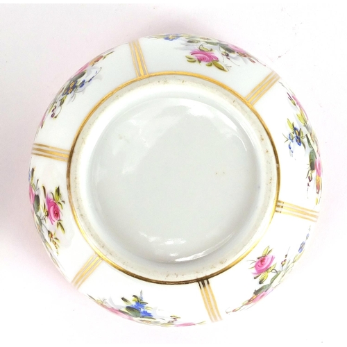 405 - French porcelain bomboniere in the style of Sèvres, hand painted with flowers, 13cm hgih