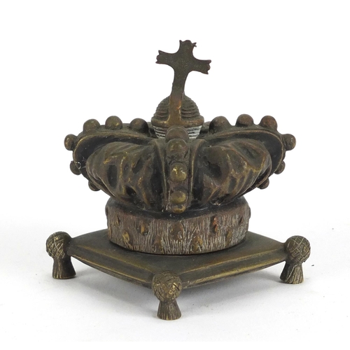42 - Silver plated desk paperweight in the form of a crown commemorating Barker's Coach Makers 1710-1910,... 