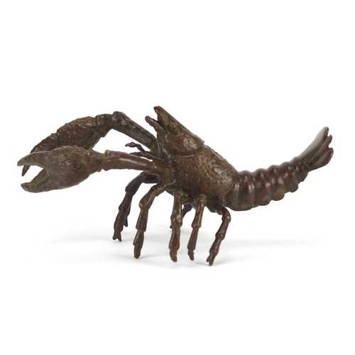 294 - Japanese patinated bronze lobster, 9.5cm in length