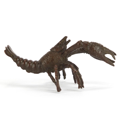 294 - Japanese patinated bronze lobster, 9.5cm in length