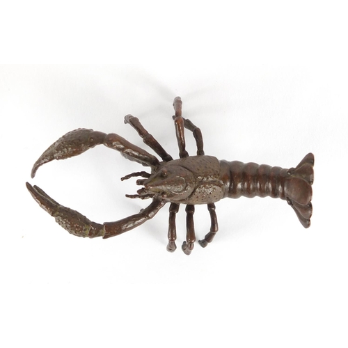 294 - Japanese patinated bronze lobster, 9.5cm in length