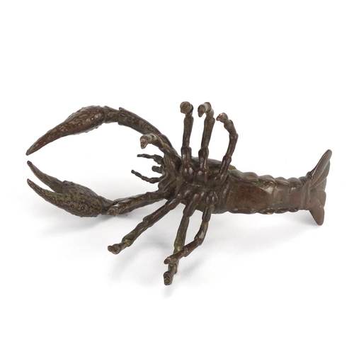 294 - Japanese patinated bronze lobster, 9.5cm in length