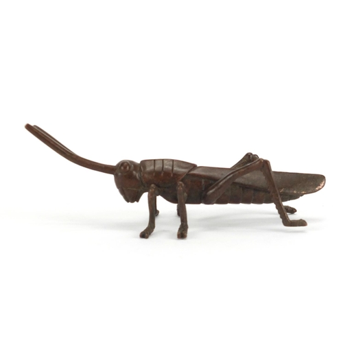 293 - Japanese patinated bronze locust, 11.5cm in length