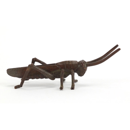 293 - Japanese patinated bronze locust, 11.5cm in length