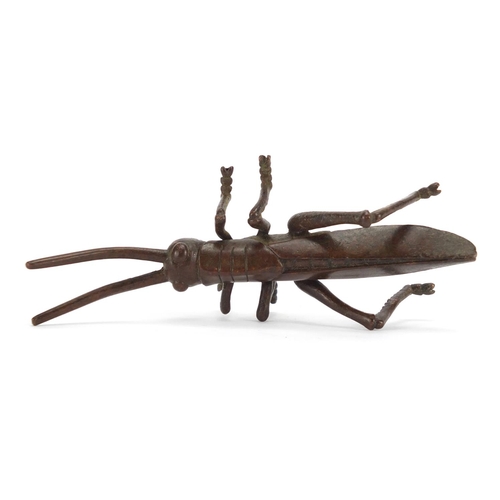 293 - Japanese patinated bronze locust, 11.5cm in length