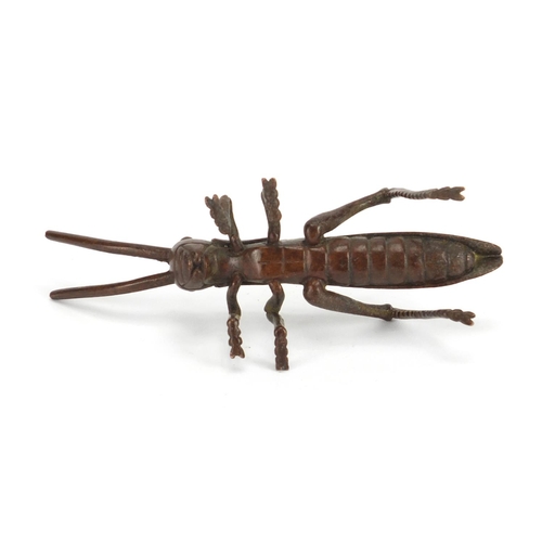 293 - Japanese patinated bronze locust, 11.5cm in length