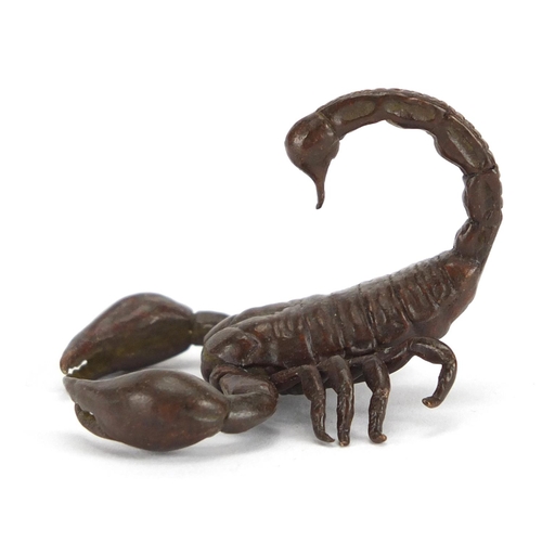 297 - Japanese patinated bronze scorpion, 5.5cm in length