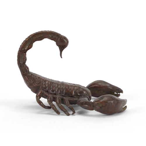 297 - Japanese patinated bronze scorpion, 5.5cm in length