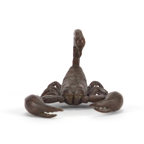 297 - Japanese patinated bronze scorpion, 5.5cm in length