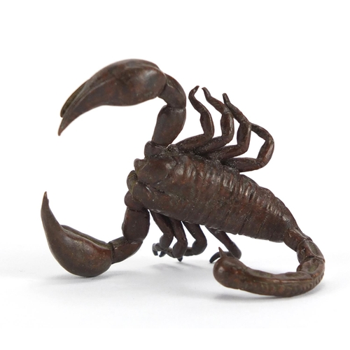 297 - Japanese patinated bronze scorpion, 5.5cm in length