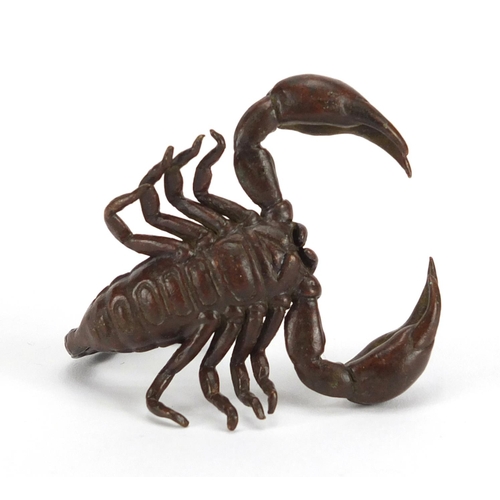 297 - Japanese patinated bronze scorpion, 5.5cm in length