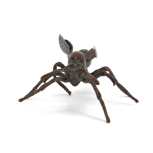 296 - Japanese patinated bronze wasp, 5cm in length