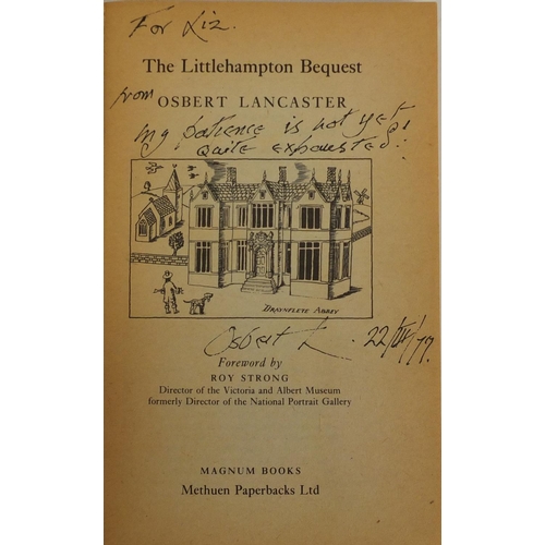 112 - Osbert Lancaster ephemera comprising sixteen books, signed black and white photograph, the books inc... 