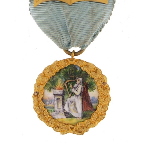 130 - 9ct gold and enamel Masonic Alexandra Lodge jewel, presented to Brother W J Forsbrey? 1924, approxim... 