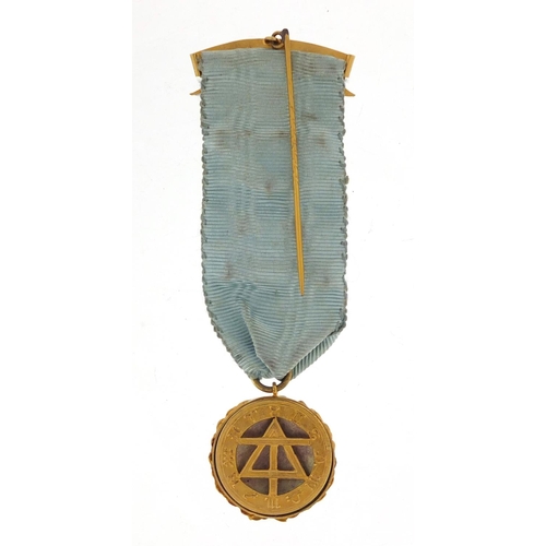 130 - 9ct gold and enamel Masonic Alexandra Lodge jewel, presented to Brother W J Forsbrey? 1924, approxim... 