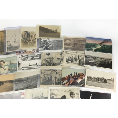 109 - Predominantly early 20th century Military and Maritime postcards, some black and white photographic ... 