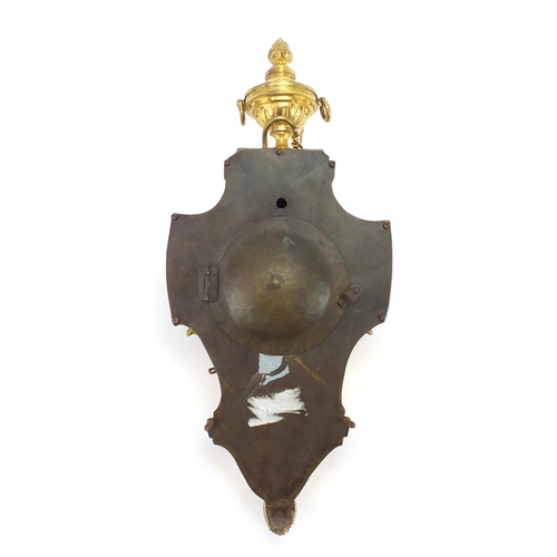 713 - 19th century French ormolu repeating Cartel clock, striking on a bell, with silk suspension, the ena... 